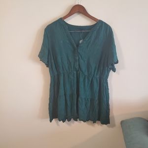NWOT Torrid supersoft tiered teal green tee shirt blouse size 2X basic comfy